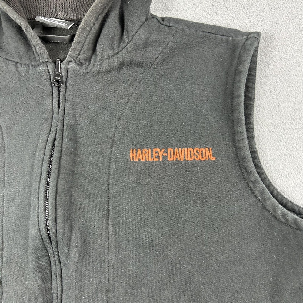 Harley-Davidson Vest Womens XL Black Hooded Full Zip Fleece Lined Embroidered - Picture 2 of 9